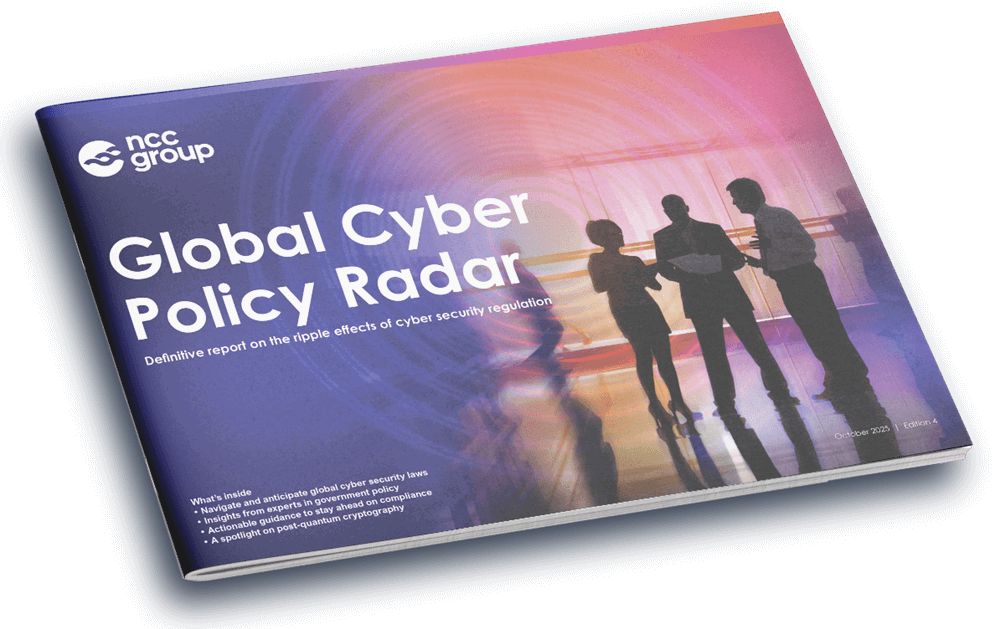 physical rendering of NCC Group's cyber policy radar report